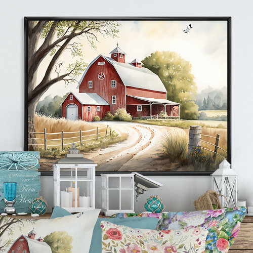 Gracie Oaks Charming Barn And Path IV Farmhouse / Country Canvas Wall Art Wayfair
